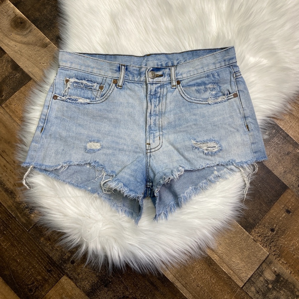 BDG light denim shorts